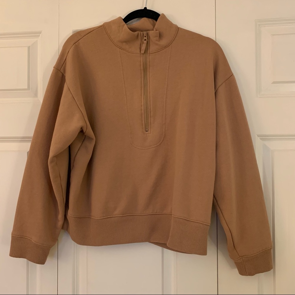 A new day size large tan/camel half zip sweatshirt